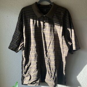 Gear for Sports Pima Cotton Khaki Green w. Brown Pink Stripe Polo Shirt men XXL